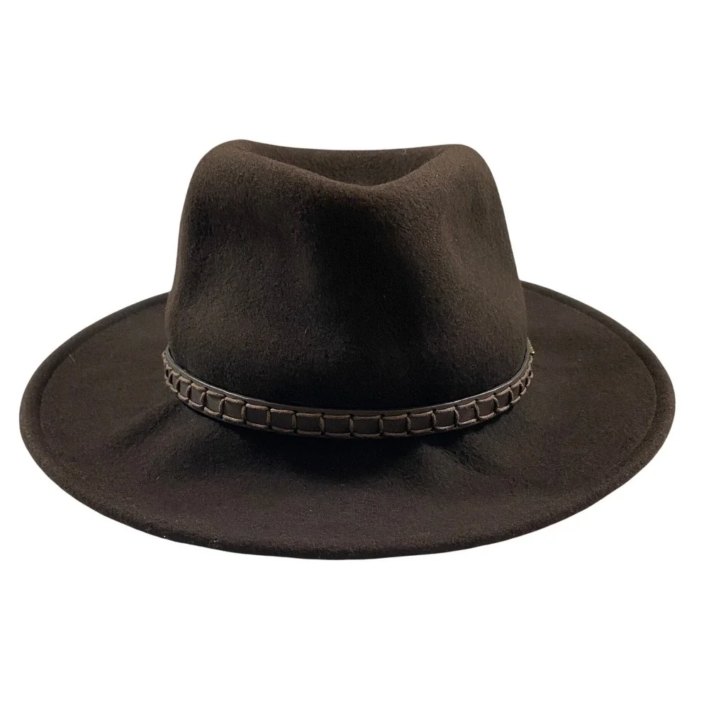 Stetson Crushable Wool Fedora Hat Brown Water Repellent Large Made in USA - Picture 3 of 13